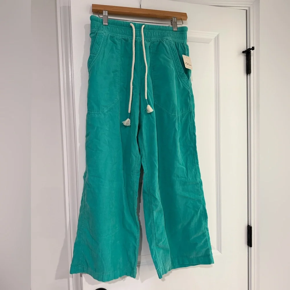 NWT Free People Easy Peasy Pull-On Corduroy Pants Size XS in Turquoise (Ceramic) - Picture 4 of 9